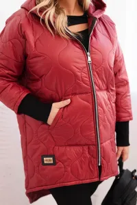 Legínovo Dámska zimná bunda Plus Size prešívaná s kapucňou bordová Farba: Bordová, Veľkosť: UNI