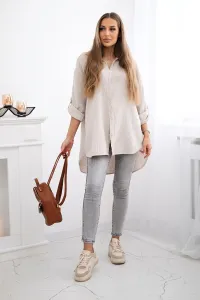 Legínovo Bavlnená mušelínová košeľa Plus Size béžová Farba: Bordová, Veľkosť: UNI