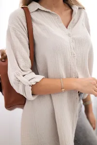 Legínovo Bavlnená mušelínová košeľa Plus Size béžová Farba: Bordová, Veľkosť: UNI
