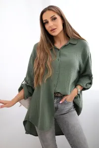 Legínovo Bavlnená mušelínová košeľa Plus Size béžová Farba: Bordová, Veľkosť: UNI