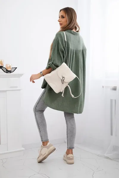 Legínovo Bavlnená mušelínová košeľa Plus Size béžová Farba: Bordová, Veľkosť: UNI