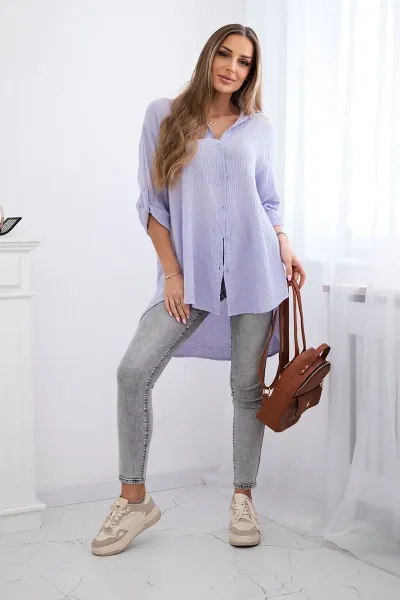 Legínovo Bavlnená mušelínová košeľa Plus Size béžová Farba: Bordová, Veľkosť: UNI