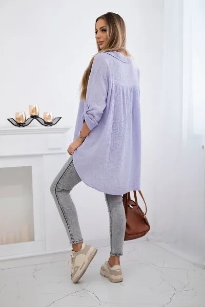 Legínovo Bavlnená mušelínová košeľa Plus Size béžová Farba: Bordová, Veľkosť: UNI