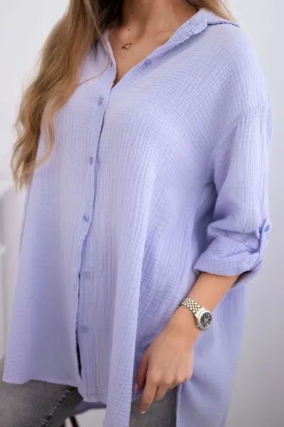 Legínovo Bavlnená mušelínová košeľa Plus Size béžová Farba: Bordová, Veľkosť: UNI