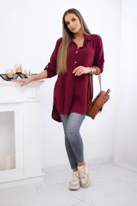 Legínovo Bavlnená mušelínová košeľa Plus Size béžová Farba: Bordová, Veľkosť: UNI