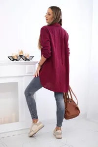 Legínovo Bavlnená mušelínová košeľa Plus Size béžová Farba: Bordová, Veľkosť: UNI
