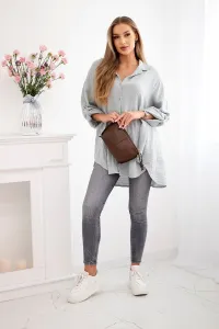Legínovo Bavlnená mušelínová košeľa Plus Size béžová Farba: Bordová, Veľkosť: UNI