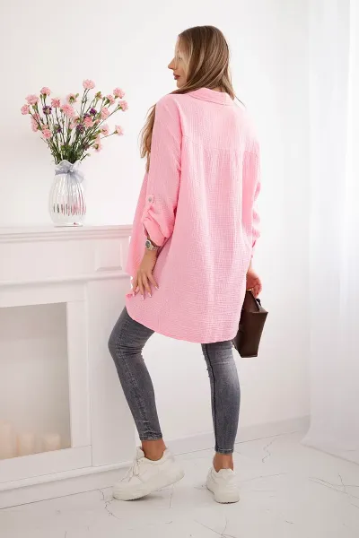 Legínovo Bavlnená mušelínová košeľa Plus Size béžová Farba: Bordová, Veľkosť: UNI