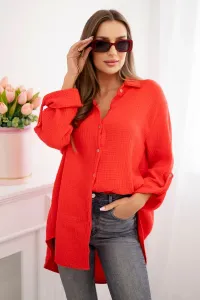 Legínovo Bavlnená mušelínová košeľa Plus Size béžová Farba: Bordová, Veľkosť: UNI