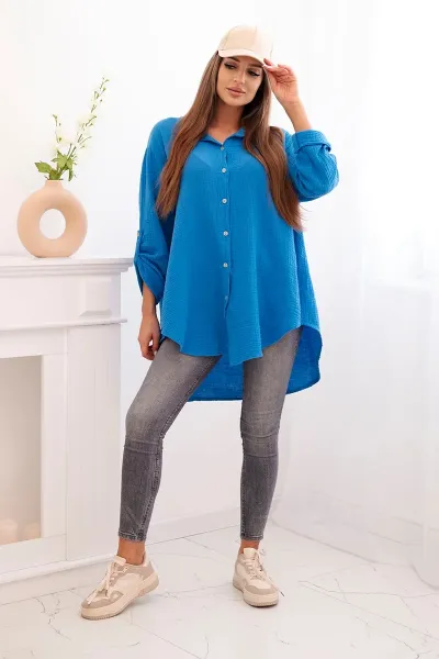 Legínovo Bavlnená mušelínová košeľa Plus Size béžová Farba: Bordová, Veľkosť: UNI