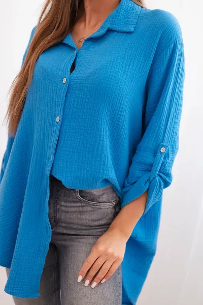 Legínovo Bavlnená mušelínová košeľa Plus Size béžová Farba: Bordová, Veľkosť: UNI