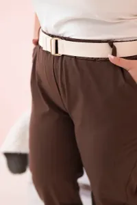 Legínovo Dámske bavlnené nohavice Plus Size s opaskom khaki Farba: Khaki