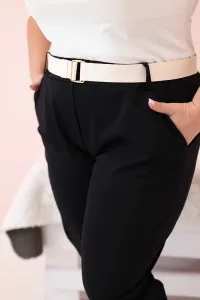 Legínovo Dámske bavlnené nohavice Plus Size s opaskom khaki Farba: Khaki