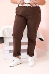Legínovo Dámske bavlnené nohavice Plus Size s opaskom khaki Farba: Khaki