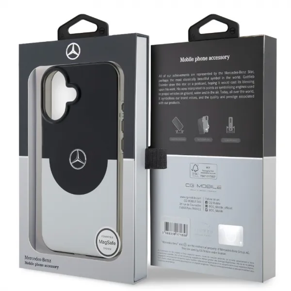 Mercedes TPU kryt s MagSafe pre Apple iPhone 16, Mercedes, Čierny