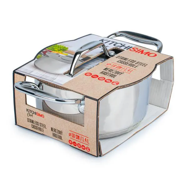 Nerezový kastról s pokrievkou KITCHISIMO chef ø16cm 1,4l