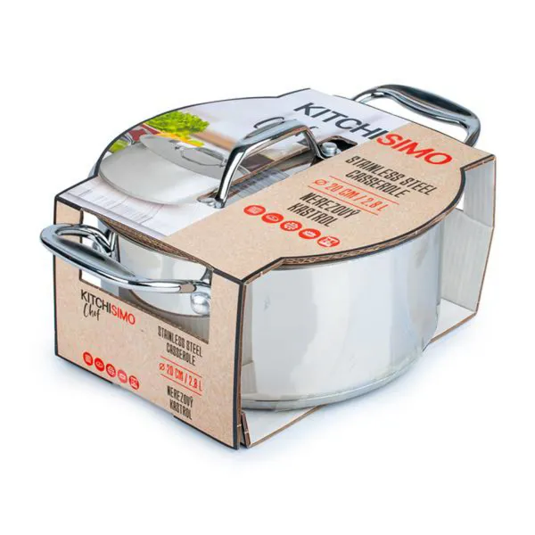 Nerezový kastról s pokrievkou KITCHISIMO chef ø20cm 2,8l