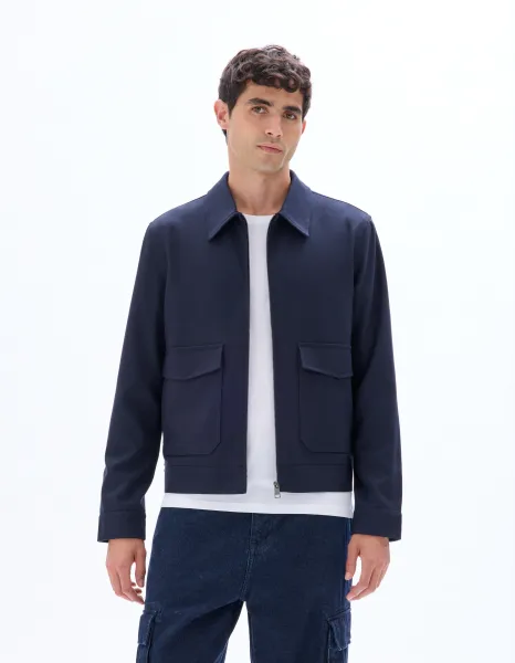 Tmavomodrá unisex bunda