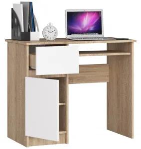 Ak furniture Psací stôl PIKSEL 90 cm dub sonoma/biely ľavý