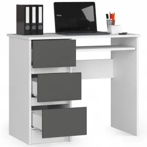 Ak furniture Psací stůl A-6 90 cm bílý/grafitově šedý levý