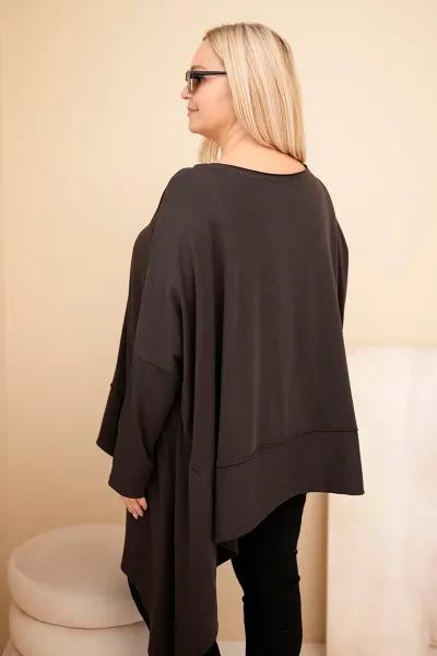 Kesi Dámska tunika Plus Size z bavlny s asymetrickým spodkom hnedá