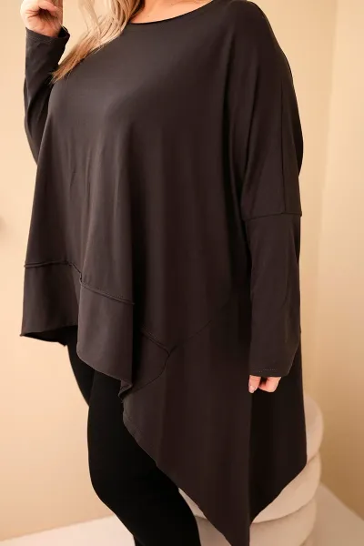 Kesi Dámska tunika Plus Size z bavlny s asymetrickým spodkom hnedá