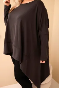 Kesi Dámska tunika Plus Size z bavlny s asymetrickým spodkom hnedá