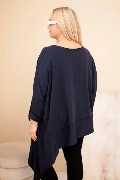 Kesi Dámska tunika Plus Size z bavlny s asymetrickým spodkom modrá