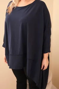 Kesi Dámska tunika Plus Size z bavlny s asymetrickým spodkom modrá