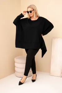 Kesi Dámska tunika Plus Size z bavlny s asymetrickým spodkom čierna