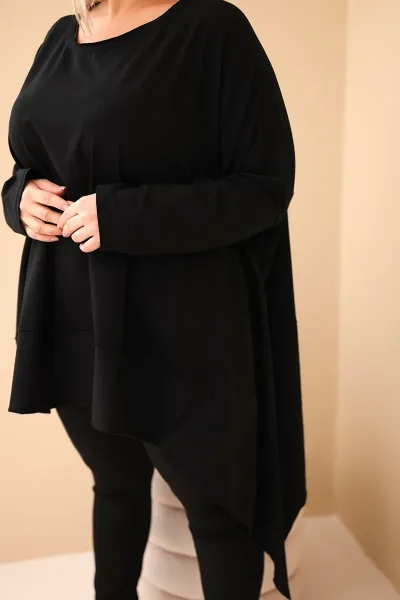 Kesi Dámska tunika Plus Size z bavlny s asymetrickým spodkom čierna