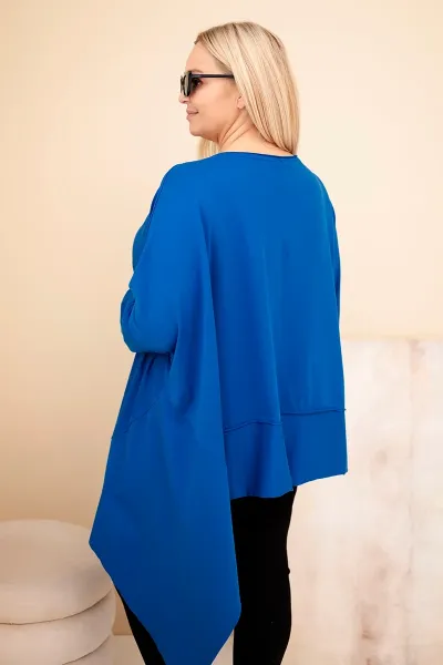 Kesi Dámska tunika Plus Size z bavlny s asymetrickým spodkom chabrová