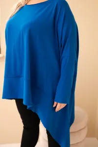Kesi Dámska tunika Plus Size z bavlny s asymetrickým spodkom chabrová