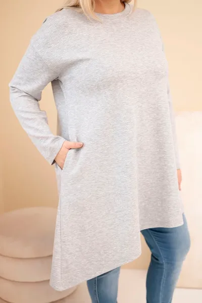 Kesi Włoski Dámska sukňa Plus Size z viskózy s voľným strihom a dlhým rukávom šedá