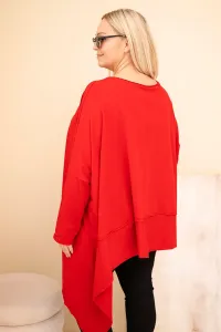 Kesi Dámska tunika Plus Size z bavlny s asymetrickým spodkom červená