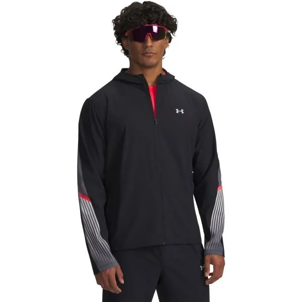 Under Armour VELOCITI STORM HOODED Pánska bunda na behanie, čierna, veľkosť