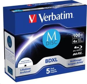 VERBATIM MDisc BDXL (5-pack)Jewel/4x/100GB