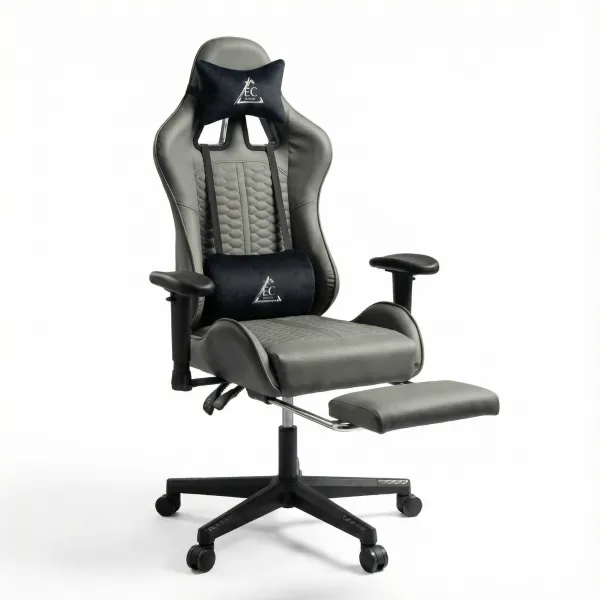 JAKS Herná stolička šedá eko koža EvoChair