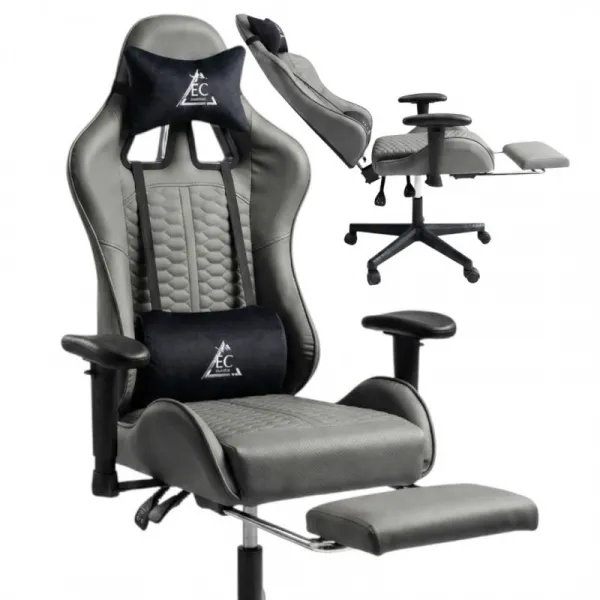 JAKS Herná stolička šedá eko koža EvoChair