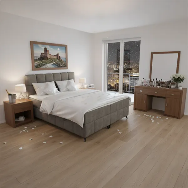 Boxspringová posteľ, 140x200, hnedosivá taupe, ALMA