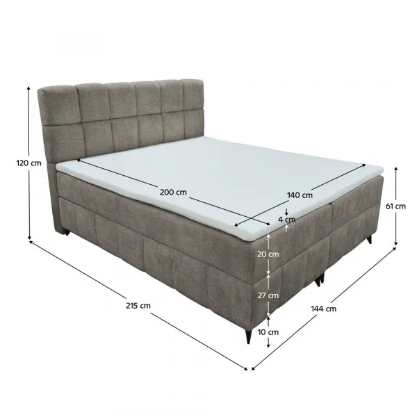 Boxspringová posteľ, 140x200, hnedosivá taupe, ALMA