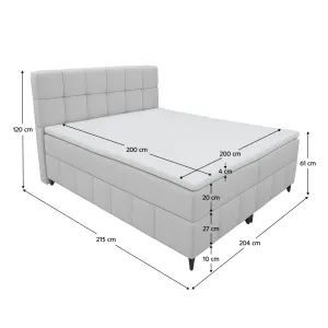 Boxspringová posteľ, 200x200, svetlosivá, ALMA