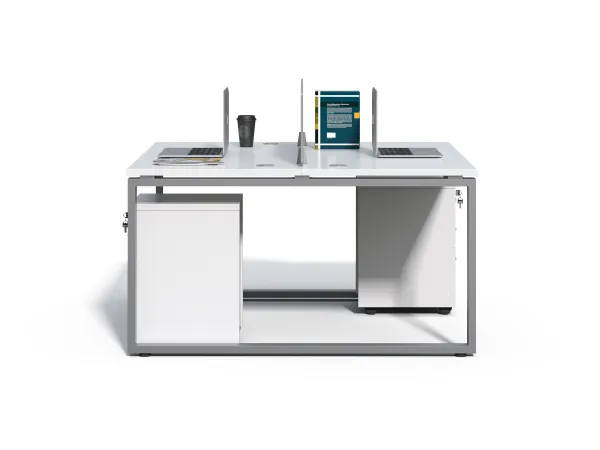 Kancelárska zostava 2 osoby Houseland Prime Max 01 140 cm biela
