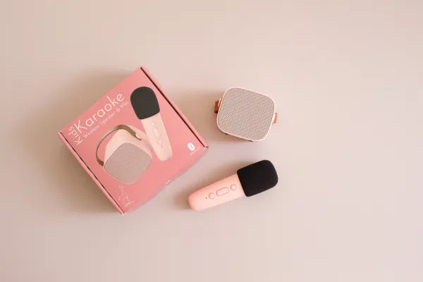 Bluetooth Karaoke súprava mikrofón a reproduktor Ružový
