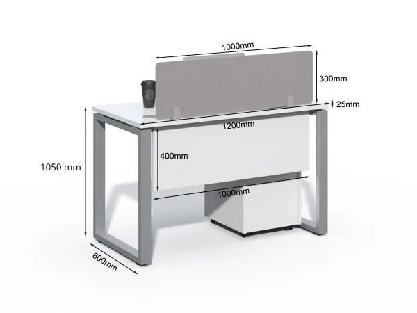 Kancelársky stôl s kontajnerom Houseland Prime Max 01 120 cm biely