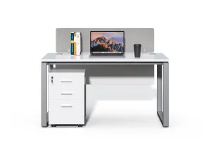 Kancelársky stôl s kontajnerom Houseland Prime Max 01 140 cm biely