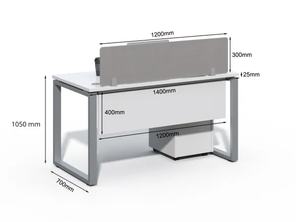 Kancelársky stôl s kontajnerom Houseland Prime Max 01 140 cm biely