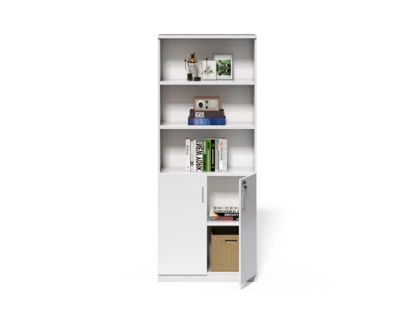 Vysoká kancelárska skriňa Houseland Prime Neo 01 80 cm biela