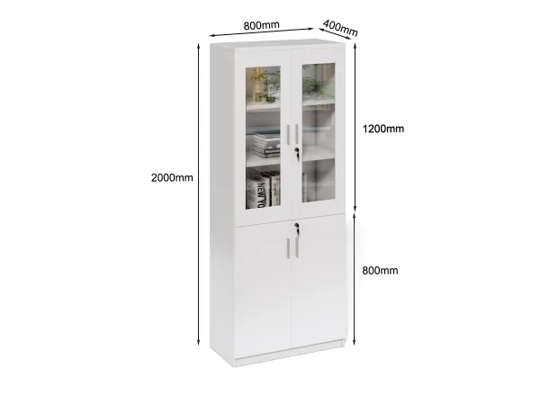 Vysoká kancelárska skriňa Houseland Prime Neo 02 80 cm biela