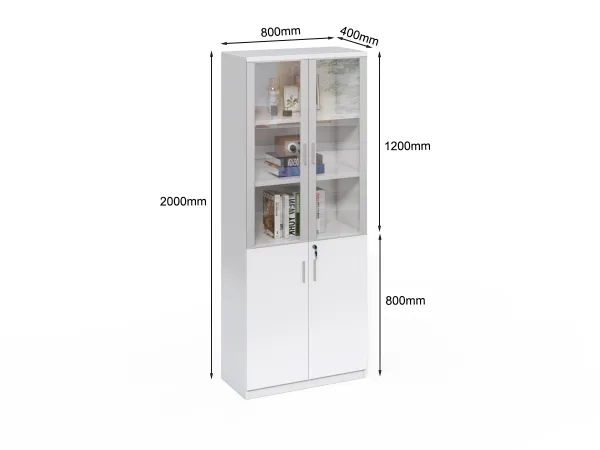 Vysoká kancelárska skriňa Houseland Prime Neo 04 80 cm biela